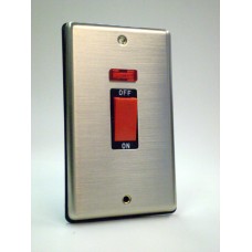 2g (Tall) 45a Cooker Switch with Neon Brushed Chrome with Black Insert