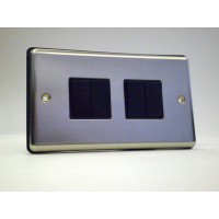 4g 2w Plate Switch Brushed Chrome with Black Insert