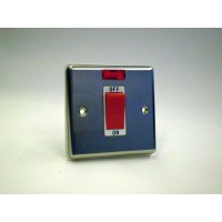 1g 45a Cooker Switch with Neon Brushed Chrome with White Insert