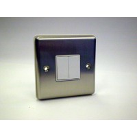 2g 2w Plate Switch Brushed Chrome with White Insert
